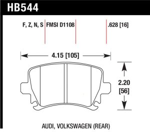 Audi A6 Quattro Avant Brake Pads - Rear - Hawk Performance - HT-10 - 2006
